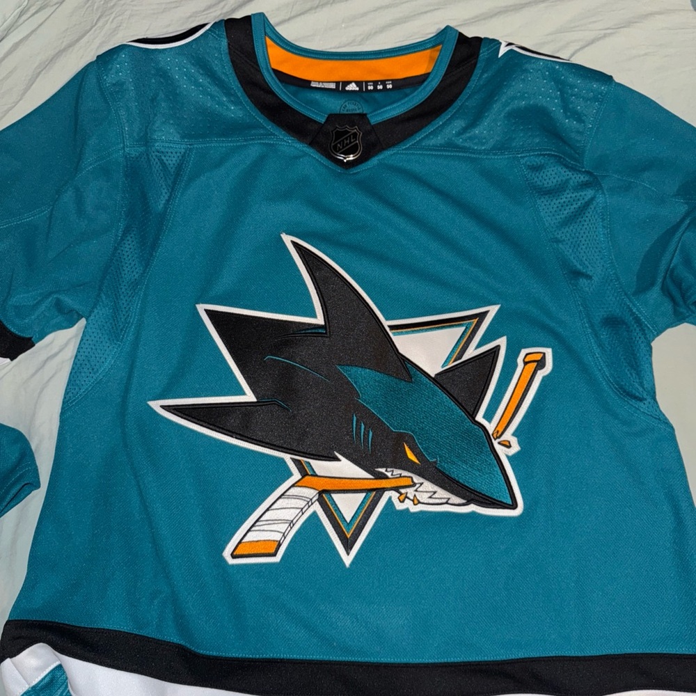 Adidas Teal and Black Sharks Jersey